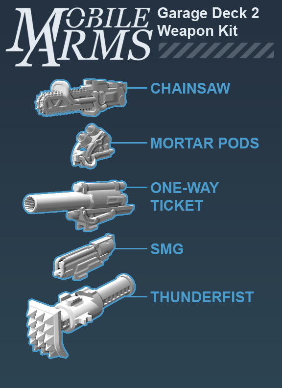 Mobile Arms - Garage Deck 2 Weapon Kit - DIGITAL STL